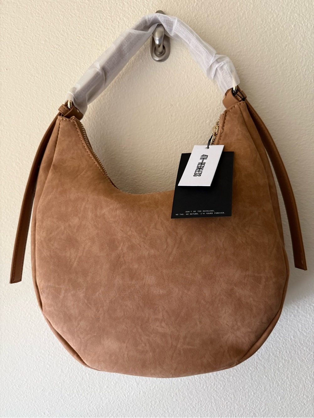 The Hoboken Suede Hobo Bag - Tan